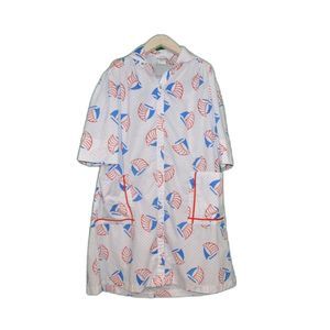 Swirl Models Coat 80s Vintage Duster House Coat Robe Sailboat Muumuu Dress